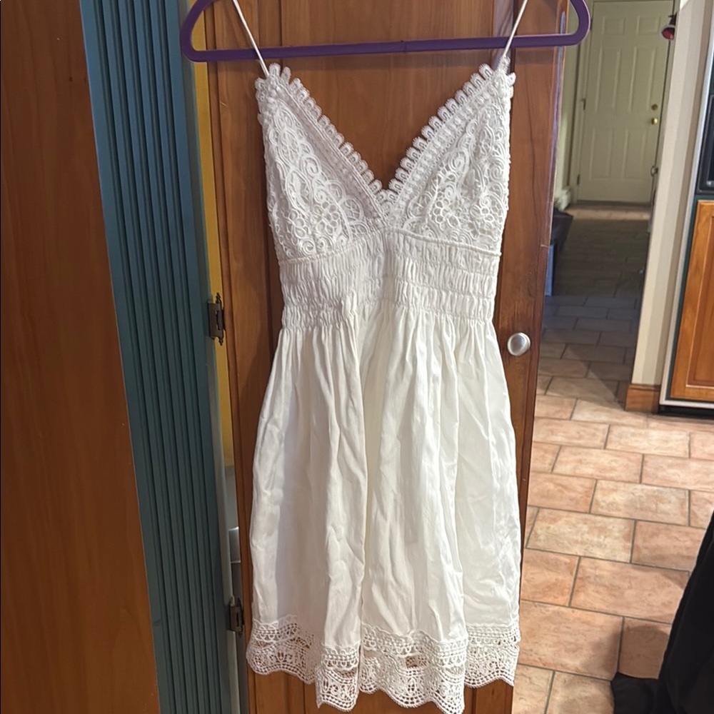 ZARA White Lace Spaghetti Strap Dress